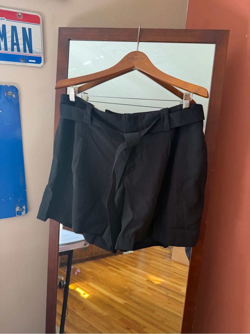 Calvin Klein Black High-Rise Tie-Waist Bermuda Shorts